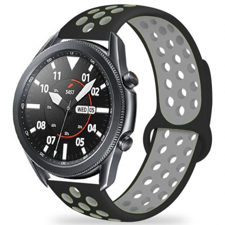 Curea compatibila smartwatch Samsung Gear S3 / Frontier, 22 mm, Quick Release, perforata, Negru / Gri [2]