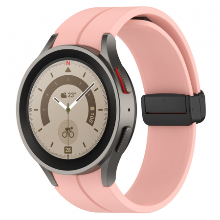 Curea compatibila smartwatch Samsung Watch 5 / 4, 20 mm, Quick Release cu inchidere magnetica, Display 40/42/44/45/46mm, Roz [7]