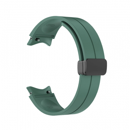 Samsung Galaxy - Curea compatibila smartwatch Samsung Watch 5 / 4, 20 mm, Quick Release cu inchidere magnetica, Display 40/42/44/45/46mm, Verde inchis