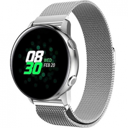 Curea metalica PHN Mag® cu prindere magnetica compatibil cu smartwatch Amazfit BIP, Samsung Galaxy Active 2, Gear S2, Galaxy Watch 42,20 mm, Quick Release, Argintiu [2]