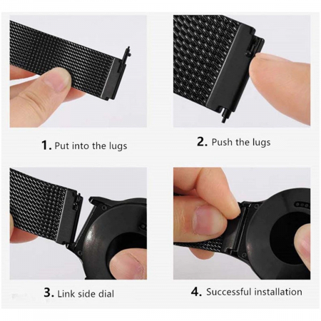 Curea metalica PHN Mag® cu prindere magnetica compatibil cu smartwatch Amazfit BIP, Samsung Galaxy Active 2, Gear S2, Galaxy Watch 42,20 mm, Quick Release, Negru [5]