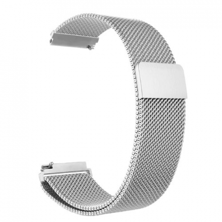 Samsung Gear - Curea metalica PHN Mag® cu prindere magnetica compatibil cu smartwatch Amazfit BIP, Samsung Galaxy Active 2, Gear S2, Galaxy Watch 42,20 mm, Quick Release, Argintiu