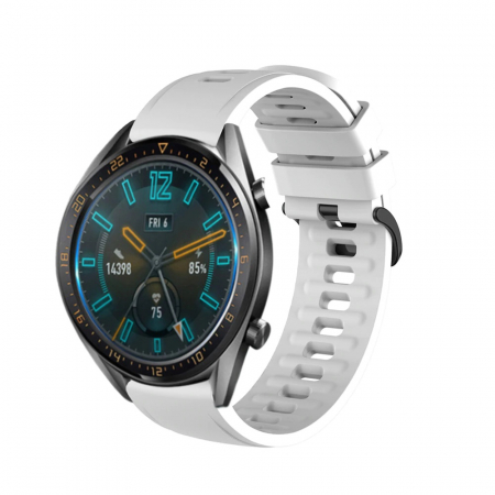 Curea silicon compatibil 22 mm Huawei watch GT 2e GT GT2 46mm, Alb, Quick Release [2]
