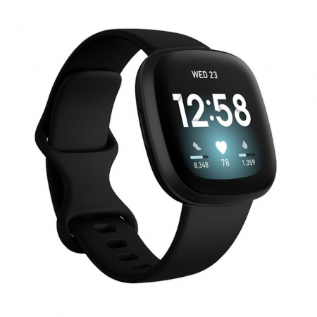 Accesorii Smartwatch - Curea silicon compatibil Fitbit Versa 3 - L, Negru, Quick Release