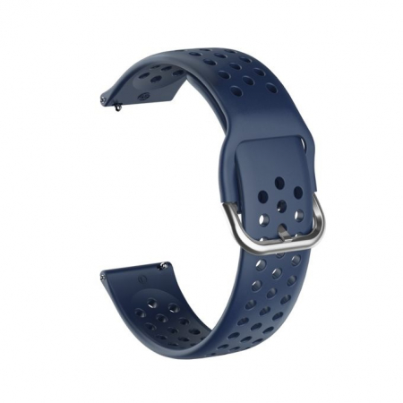 Samsung Galaxy - Curea silicon compatibil Samsung Galaxy Active / Active 2, Midnight Blue Perforat, 20 mm, Quick Release