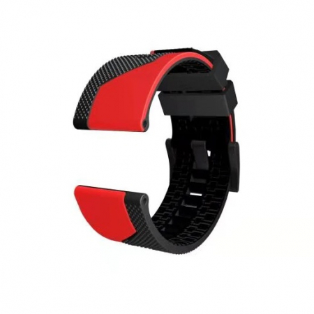 Curea silicon compatibila 20 mm Samsung Gear S2 Huawei Watch GT2 42mm Amazfit BIP, Negru Rosu, Quick Release [1]