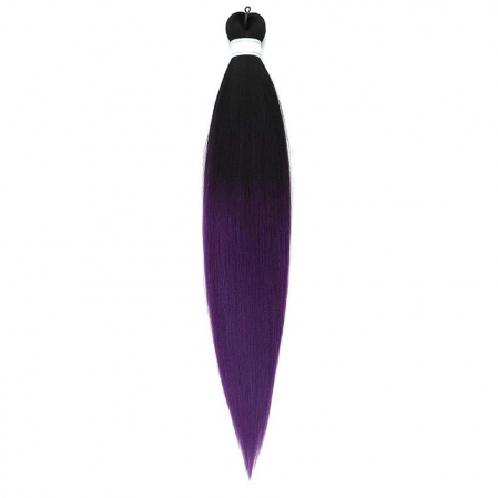 Beauty - Extensii de par codite Afro pentru impletituri, Negru - Mov Ombre, Pre intinse, Box braids, 66 cm, 100 g