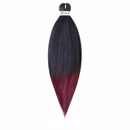 Beauty - Extensii de par codite Afro pentru impletituri, Negru - Rosu ombre, Pre intinse, Box braids, 66 cm, 100 g