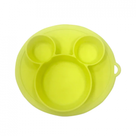Farfurii silicon - Farfurie silicon pentru bebelusi, Mickey, Verde Lime, Antiderapanta, diversificare, blw +6 luni