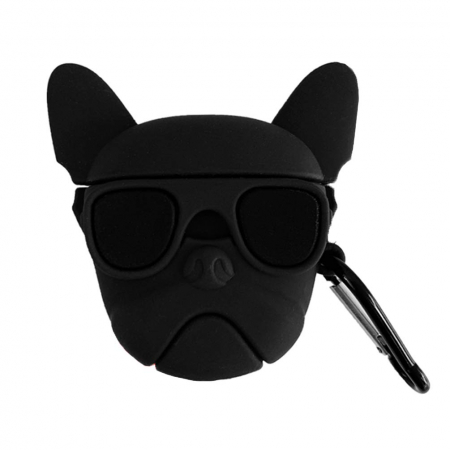 Apple - Husa protectie casti compatibila cu Airpods 1, Airpods 2 - bulldog negru