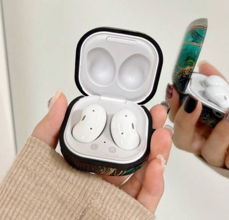 Husa protectie casti compatibila cu Samsung Galaxy Buds Live / Pro / Buds 2 / Buds 2 Pro - imitatie marmura turcoaz [1]