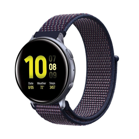 Curea compatibila 20 mm Samsung Galaxy Active 2 Gear S2 Huawei Watch GT2 42mm Amazfit BIP, din material textil cu arici, Bleumarin, Quick Release [2]