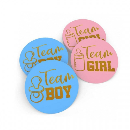 Gender reveal - Set 20 buc stickere Team Boy, petrecere baietel, Albastru, Team Girl petrecere fetita, Roz, Petrecere copii, Gender Reveal / Baby shower