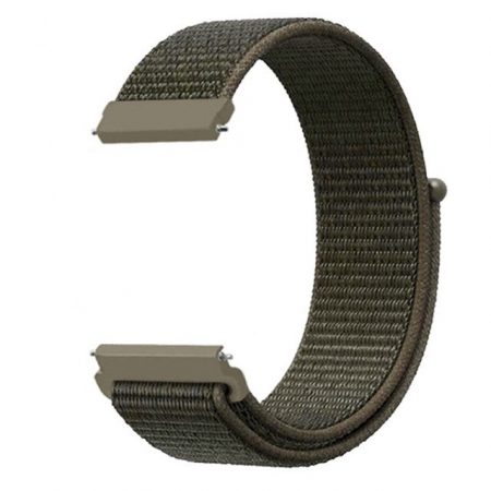 Compatibil 22 mm - Samsung / Xiaomi / Huawei / Amazfit / Universal - Curea compatibila 22 mm Samsung Gear S3 Huawei watch GT2 46mm Amazfit GTR 47mm, din material textil cu arici, Green Army, Quick Release