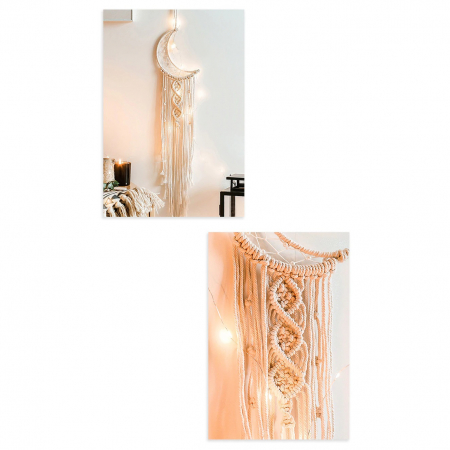Dream Catcher BOHO Macrame Semiluna, 100 cm , Crem [2]