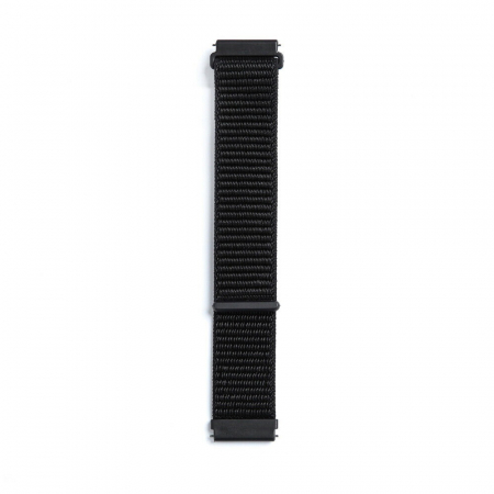 Curea compatibila 20 mm Samsung Galaxy Active 2 Gear S2 Huawei Watch GT2 42mm Amazfit BIP, din material textil cu arici, Negru, Quick Release [5]