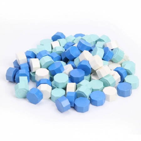Set Ceara Alb Albastru Sky blue pastelat pentru sigilii invitatie nunta botez - Multicolor - 100 buc/pachet [2]