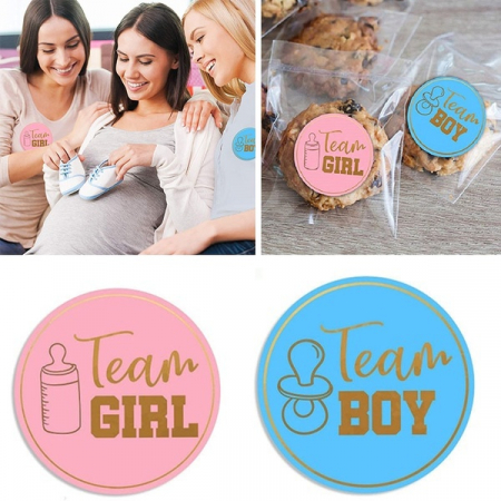 Set 20 buc stickere Team Boy, petrecere baietel, Albastru, Team Girl petrecere fetita, Roz, Petrecere copii, Gender Reveal / Baby shower [4]