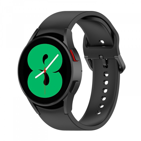 Curea silicon compatibila Samsung Galaxy Watch 4 (40mm 44mm) / Galaxy watch 4 Clasic ( 42mm 46mm ), Negru ,20 mm, Quick Release [3]