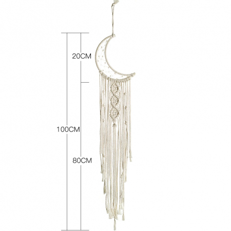 Dream Catcher BOHO Macrame Semiluna, 100 cm , Crem [1]