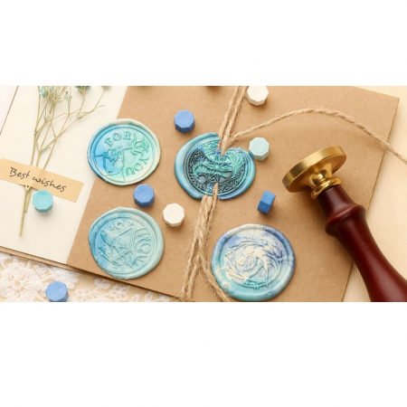 Set Ceara Alb Albastru Sky blue pastelat pentru sigilii invitatie nunta botez - Multicolor - 100 buc/pachet [3]