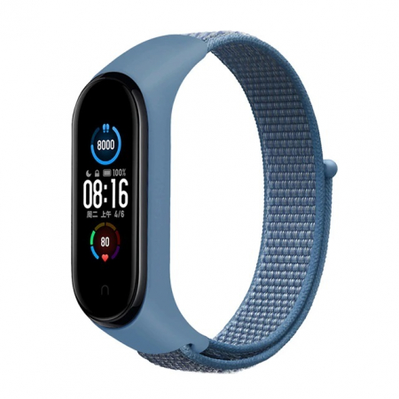 Curea Bratara Fitness compatibil Xiaomi Mi Band 3 / 4 / 5 / 6, PHN Mag, din material textil cu arici rezistenta la apa, Albastru [1]
