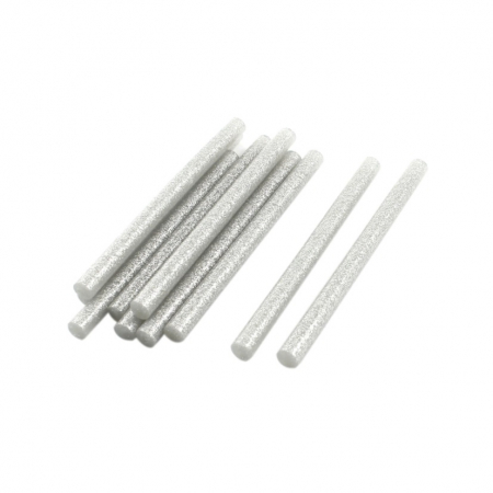 Batoane de silicon - Set 10 batoane din silicon Argintiu cu sclipici, diametru 7mm , lungime 10cm, Argintiu