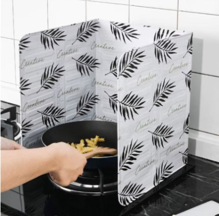 Set 2 Paravane pliabile din aluminiu pentru aragaz cu model floral, portabile, antri-stropi, protectie ampla, 84 x 32,5 cm [3]