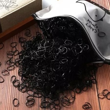 Set elastice de par pentru codite, 1000 bucati, cauciuc, Negru [4]