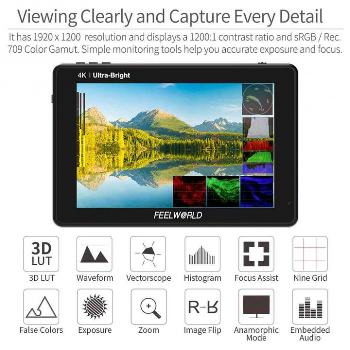 Feelworld LUT 7 PRO Monitor HDMI Ultra-luminos Touchscreen [2]