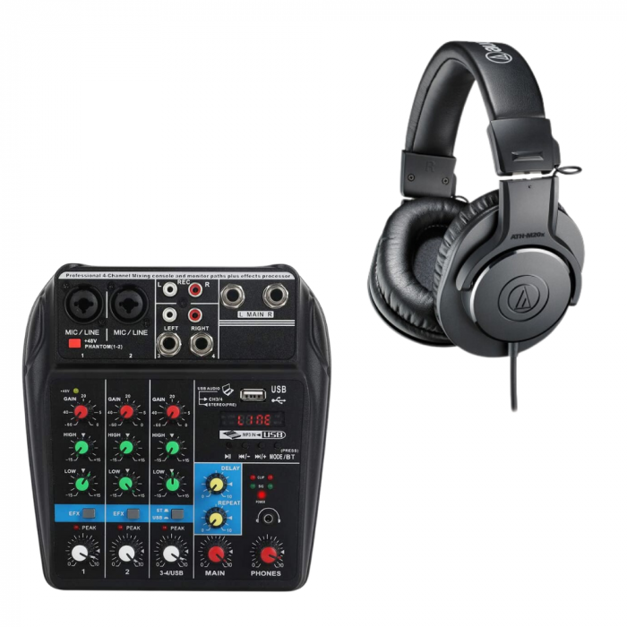 Audio-Technica ATH-M20X Casti profesionale + Mixer audio NWPro [1]