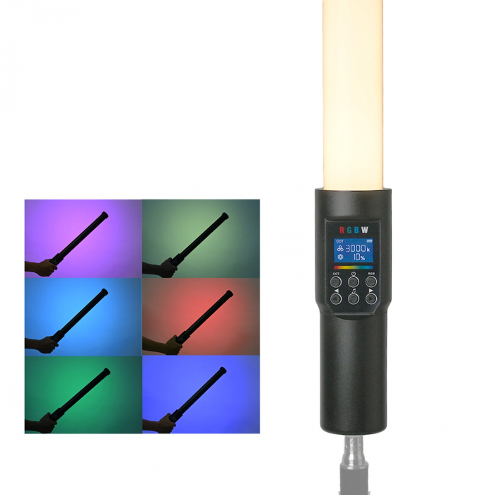 Bagheta LED Bicolor 13W 3000-6500K /RGB 50cm cu acumulator 4600mAh [5]