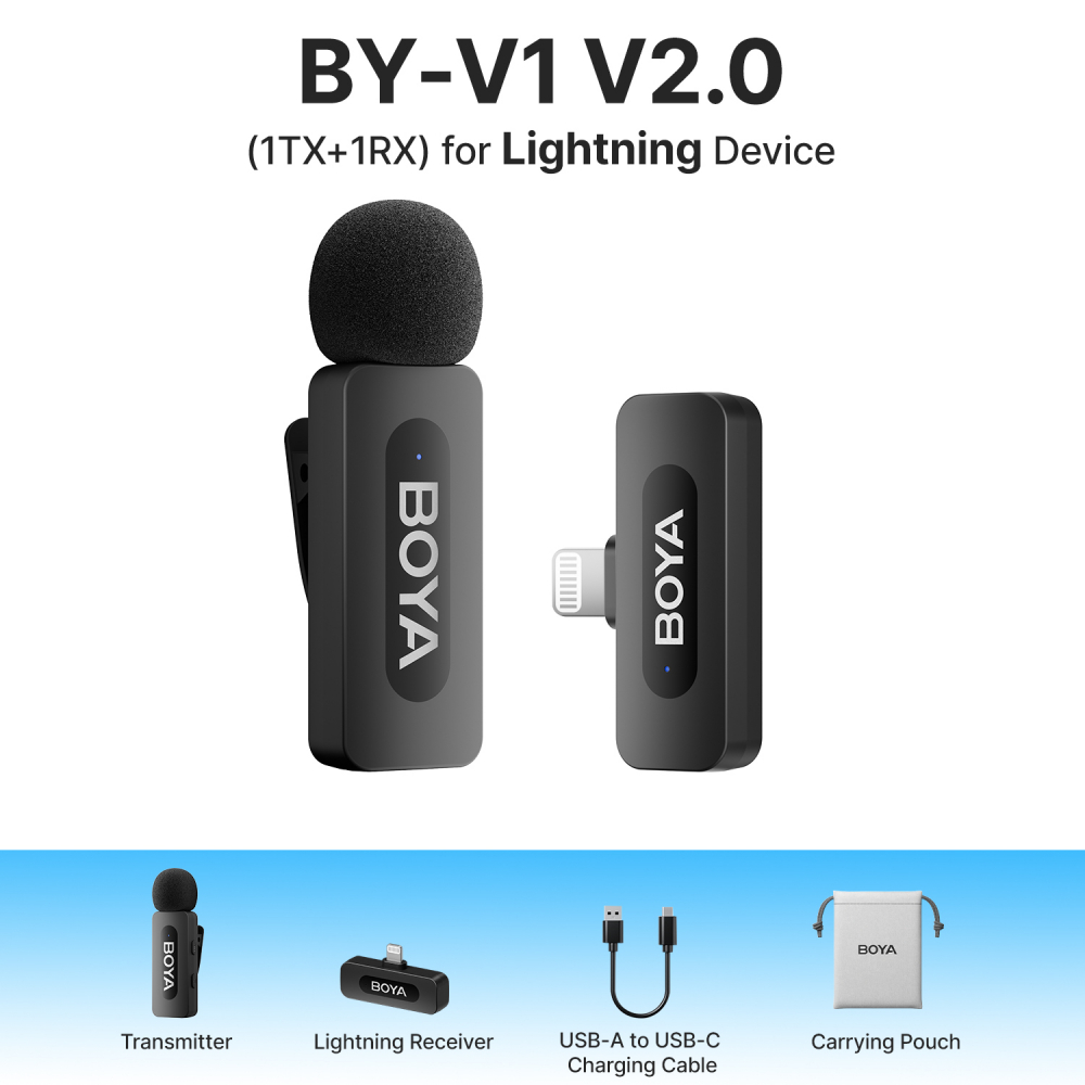 BOYA BY-V1 Sistem de microfon wireless ultracompact pentru dispozitive iOS (lightning) [9]