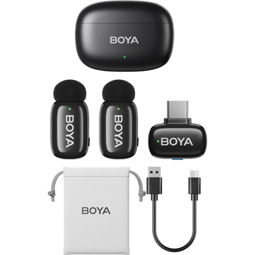 BOYA Mini sistem wireless dual compact pentru telefon, USB-C (2.4 GHz, Negru) [2]