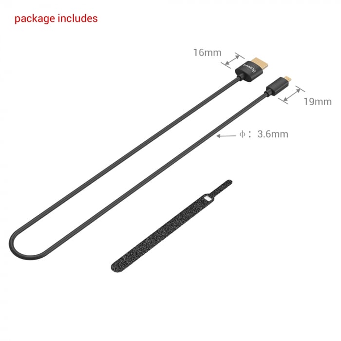 Cablu Full HDMI - Micro HDMI 4K Ultra Slim SmallRig (D la A) 55 cm [6]