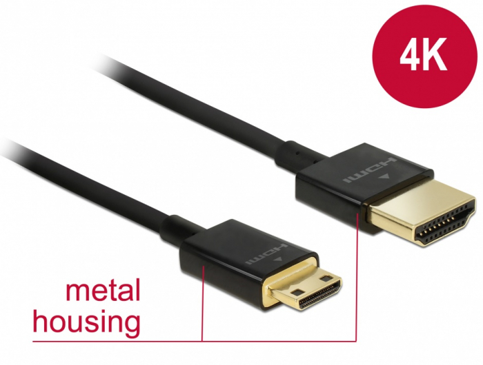CABLU HDMI LA MINI HDMI-C T-T 3D 4K 1M SLIM PREMIUM [2]
