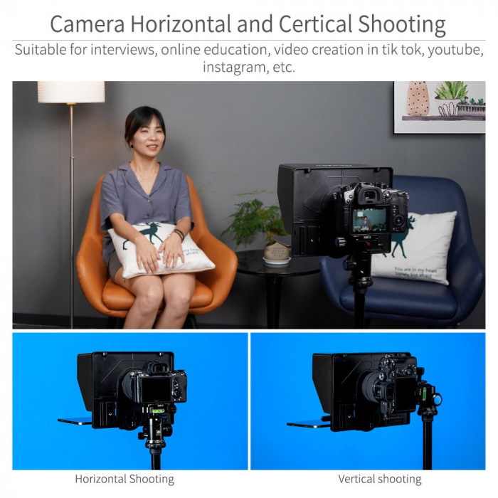 Feelworld TP10 Teleprompter Pliabil pentru Smartphone/Tableta/DSLR [4]
