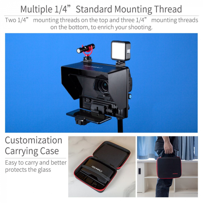 Feelworld TP10 Teleprompter Pliabil pentru Smartphone/Tableta/DSLR [3]