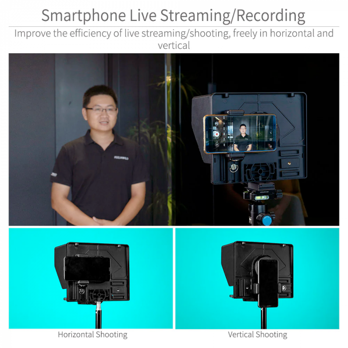 Feelworld TP10 Teleprompter Pliabil pentru Smartphone/Tableta/DSLR [5]