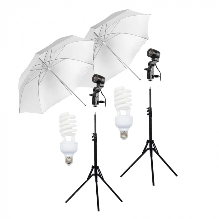 Kit lumini E27 135W cu umbrela difuzie si stativ [2]