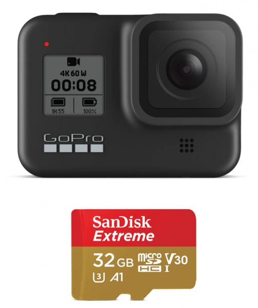 GoPro Camera de Actiune HERO 8 Black 4K60 cu Sandisk Card 32 4K60