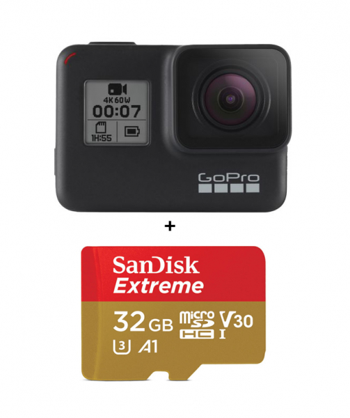 GoPro Kit Camera de Actiune 4K Hero7 Black + Card 32GB 32GB