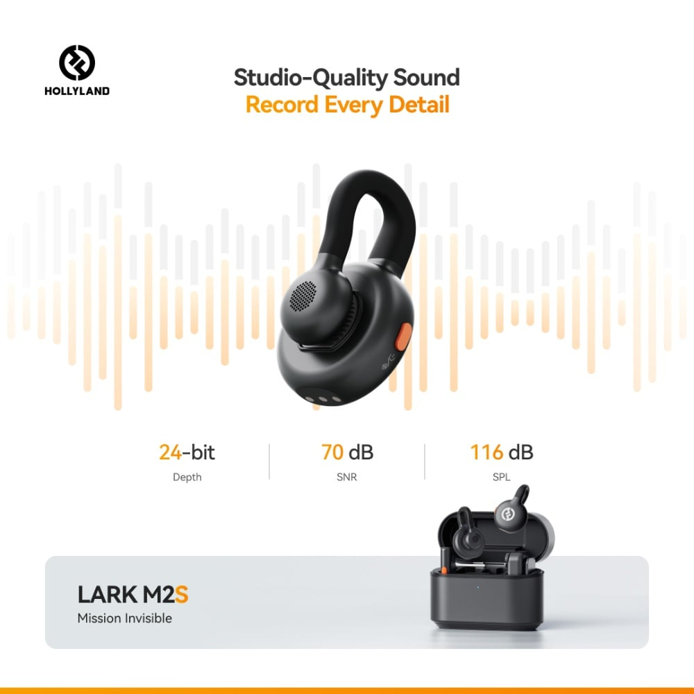 Hollyland Lark M2S Combo, Sistem microfon wireless, 2 persoane, 2.4 GHz, culoare Space Gray [4]
