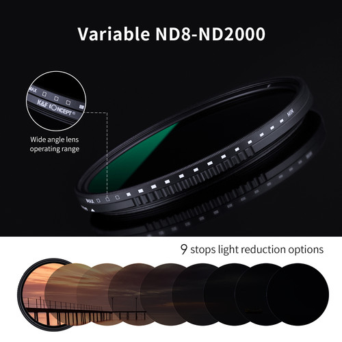 K&F Concept Filtru ND variabil ND8-ND2000 Ultra-Slim Multistrat 82mm [5]