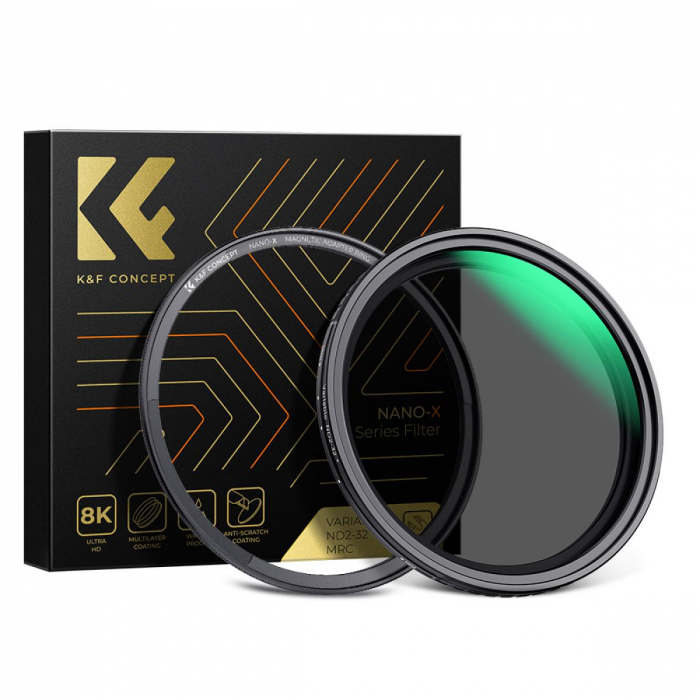 K&F Concept Filtru ND Variabil Seria Nano-X, NO X Spot ND2-ND32 (1-5 Stopuri) Magnetic 67mm [1]