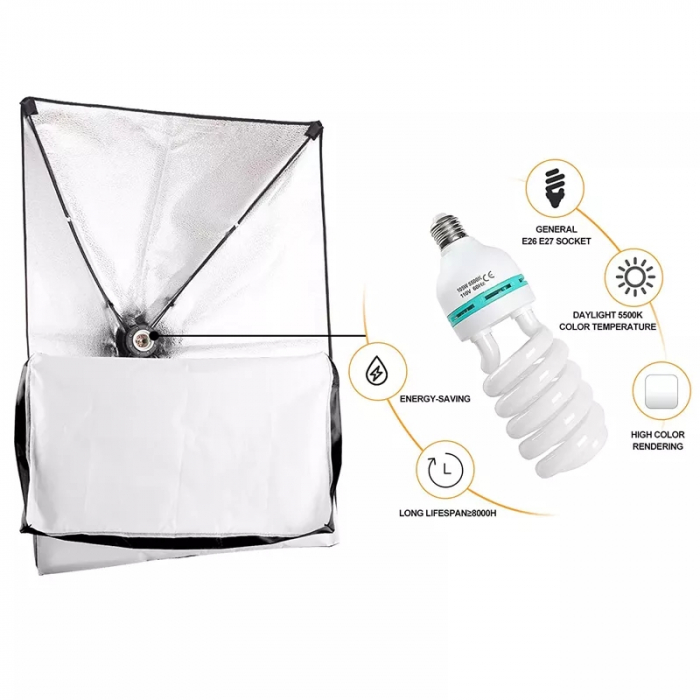 Kit 3 lumini foto-video cu 3 x 135W 5500K cu softbox, stative si husa Resigilat [2]