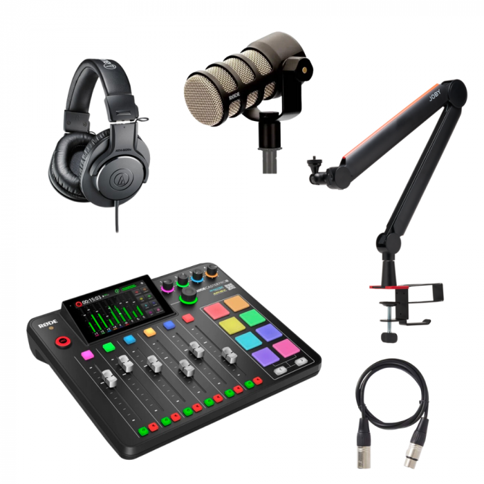 Kit Podcast PRO 1 complet  Rodecaster Pro 2 cu Rode PodMic si  Casti ATH-M20X + Joby Boom Wavo + cablu XLR 1M [1]