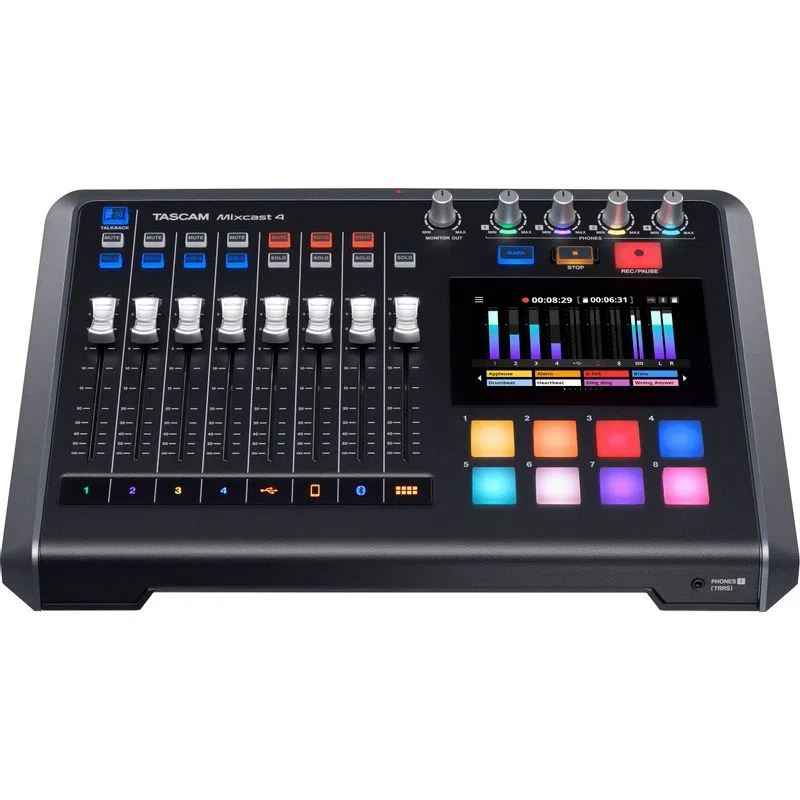 Kit Tascam Mixcast 4 Mixer Podcast cu PodMic, Casti ATH-M20X + cablu XLR si brat [3]