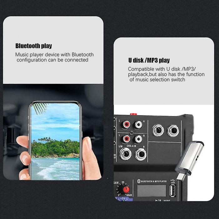 Mixer Audio cu 4 Canale + 2 Microfoane wireless [2]