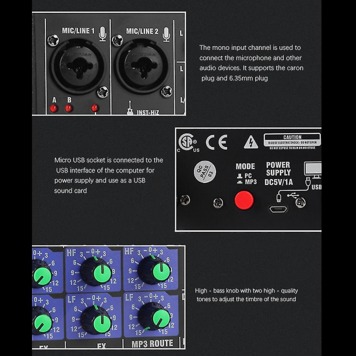 Mixer Audio cu 4 Canale + 2 Microfoane wireless [3]